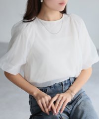 Riberry/リベリー Riberry オーガンジー半袖ブラウス【フロッキードット/無地】/508389037