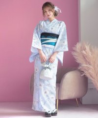 Retica/レティカ Retica 浴衣 パステルブルーに線画フラワー ゆかた3点セット (浴衣+平帯+下駄)/508389585