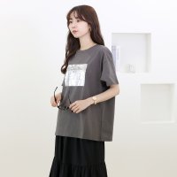 Aletta vita/アレッタ ヴィータ Aletta vita 箔プリント半袖カットソー/508390022