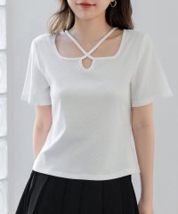 TeddyShop/テディショップ Teddyshop レディース デコルテきれい魅せ。半袖クロスネックリブトップス/508390273
