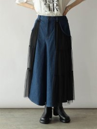 RADIATE/ラディエイト RADIATE チュールドッキングデニムガウチョパンツ/508390292