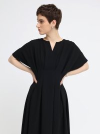 Aga Black/アーガブラック Aga Black キーネックウエストタックワンピース/508390345