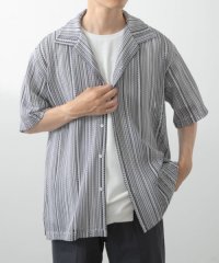 ITEMS URBAN RESEARCH/マルチストライプレースオープンカラーショートスリーブシャツ/508392415