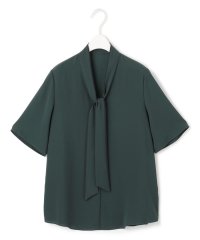 ICB（LARGE SIZE）/【人気のため新色追加・接触冷感・UVケア・洗える】BackSatinAmunzen 5分袖配色ボウタイブラウス/508040113