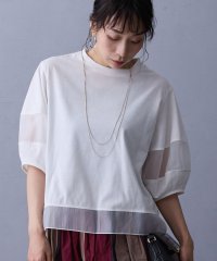 NICOLE white/オーガンジー切り替えTシャツ/508331505