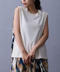 NICOLE white/バック柄プリントスリーブレスTシャツ/508331507