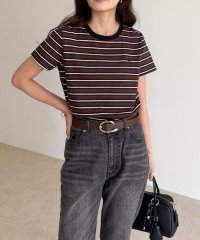 fredy emue/ボーダー/無地ワンポイントロゴコンパクトTシャツ/508384476