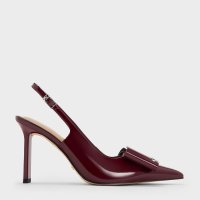 CHARLES & KEITH/Lu ルー レザーボウブレードヒールスリングバックパンプス/508394775