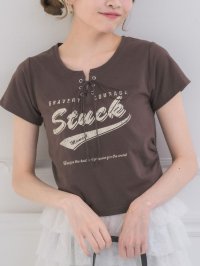 Emsexcite/エムズエキサイト ems excite レースアップロゴプリントTEE/508395522