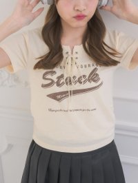 Emsexcite/エムズエキサイト ems excite レースアップロゴプリントTEE/508395522