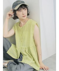 Samansa Mos2 blue/サマンサモスモス ブルー Samansa Mos2 blue 前後2wayジャカードペプラムノースリーブブラウス/508397044