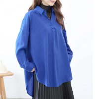 ica/アイカ ica スキッパー シャツ ブラウス チュニック Aライン Vネック テールカット プルオーバー 長袖 ゆったり カジュアル オフィス OL ビジネス /508397084