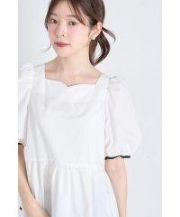 tocco closet/トッコクローゼット tocco closet 後ろグログランリボン付き配色パイピングペプラムブラウス/508397105