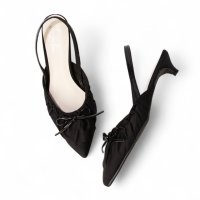 Launa lea/ラウナレア Launa lea 【25AW】4cmヒールギャザーリボンスリングバックパンプス(0606)/508398382