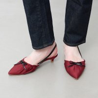 Launa lea/ラウナレア Launa lea 【25AW】4cmヒールギャザーリボンスリングバックパンプス(0606)/508398382