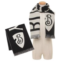 BURBERRY/バーバリー BURBERRY マフラー フリンジ ブラック ホワイト メンズ レディース ユニセックス BURBERRY 8109563 C1343/508398807