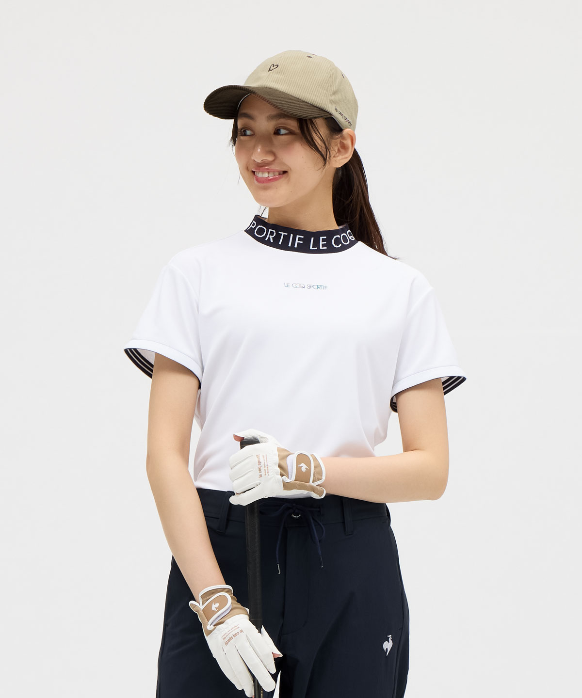 ルコックスポルティフ ゴルフ モックネックシャツ【ホワイト/LL】新品！ ルコックスポルティフ ゴルフ le coq sportif golf 【ワイド