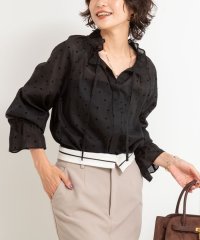 NOLLEY’S sophi/ドットフロッキーフリルネックブラウス/508359467