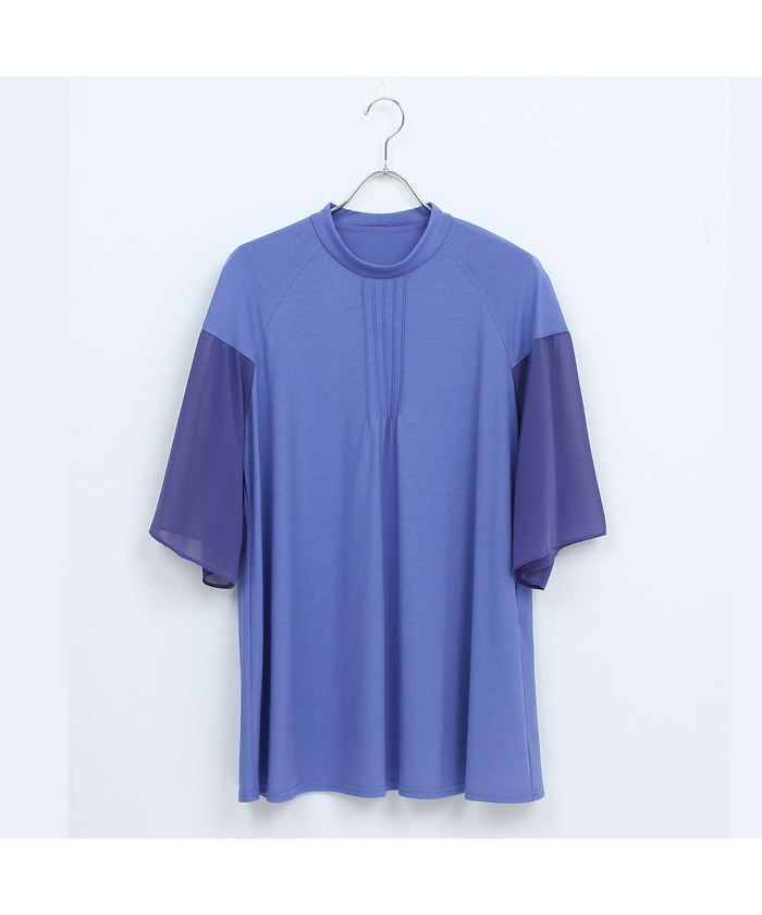 リリアンビューティー　4L M～4L】ウォッシャブル接触冷感配色Tシャツ(508381190