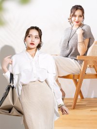 SPECCHIO/スペッチオ SPECCHIO レイヤード アンサンブル (Vネックシャトル+ヨークフラップブラウス）/508400045