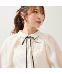 Rose Tiara(L SIZE)/【手洗いOK】襟付きフラワーモチーフブラウス/508401508