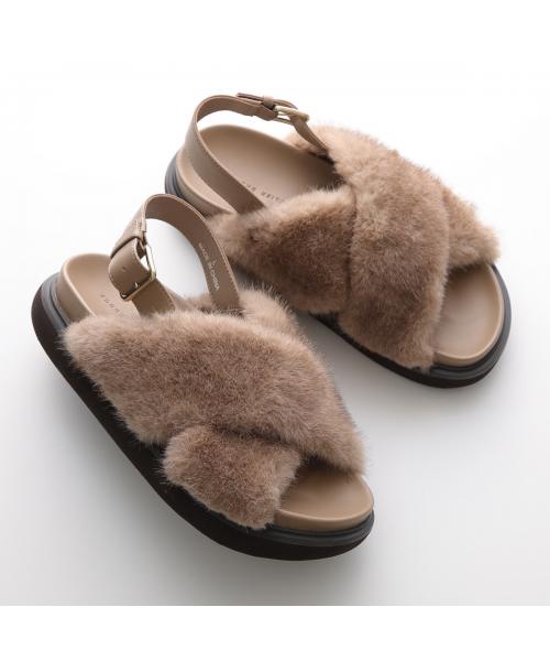 ATELIER BRUGGE サンダル Fur cross sandals 25KS－62 ファー