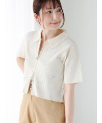 Te chichi TERRASSE/テチチ テラス Te chichi TERRASSE リボン刺繍ダブルジップカーディガン/508402124