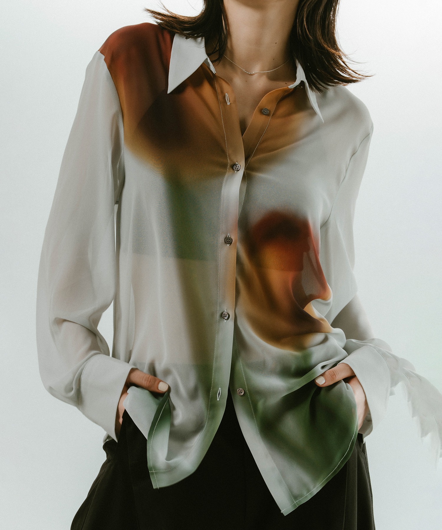 クヌースマーフ Knuth Marf flower print sheer shirt(508402671
