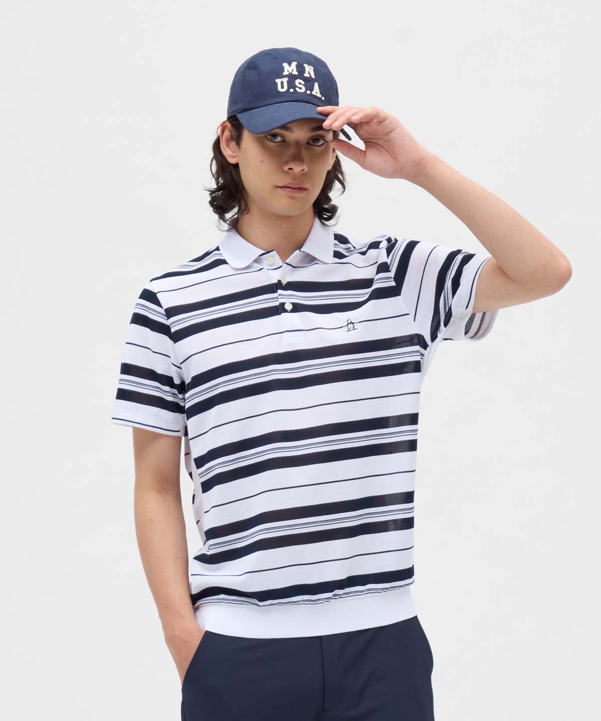 田23 マンシングウェア Munsingwear MEMXJA05 ポロシャツ マンシングウェア Munsingwear 吸汗速乾先染めボーダー半袖