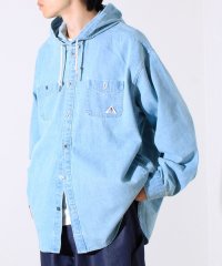 GLOSTER/【GEVACO】デニムフーディーシャツ フード付きデニムシャツ/508392538