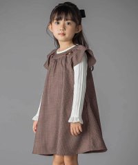 BeBe Petits Pois Vert/千鳥チェックラグランギャザースリーブワンピース(95~150cm)/508399659