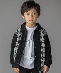 BeBe Petits Pois Vert/【お揃い】アーガイル+裏毛切り替え襟付きカーディガン(95~150cm)/508399664