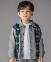 BeBe Petits Pois Vert/【お揃い】アーガイル+裏毛切り替え襟付きカーディガン(95~150cm)/508399664