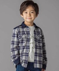 BeBe Petits Pois Vert/配色切り替えニットチェックシャツ(95~150cm)/508399667