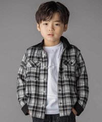 BeBe Petits Pois Vert/配色切り替えニットチェックシャツ(95~150cm)/508399667