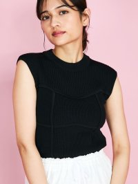 QUEENS COURT/クイーンズコート QUEENS COURT ビスチェ風切替えニットノースリトップス≪手洗い可能≫/508403734