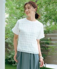 J.PRESS LADIES（LARGE SIZE）/【洗える】チェックコンビジャージー カットソー/508403944