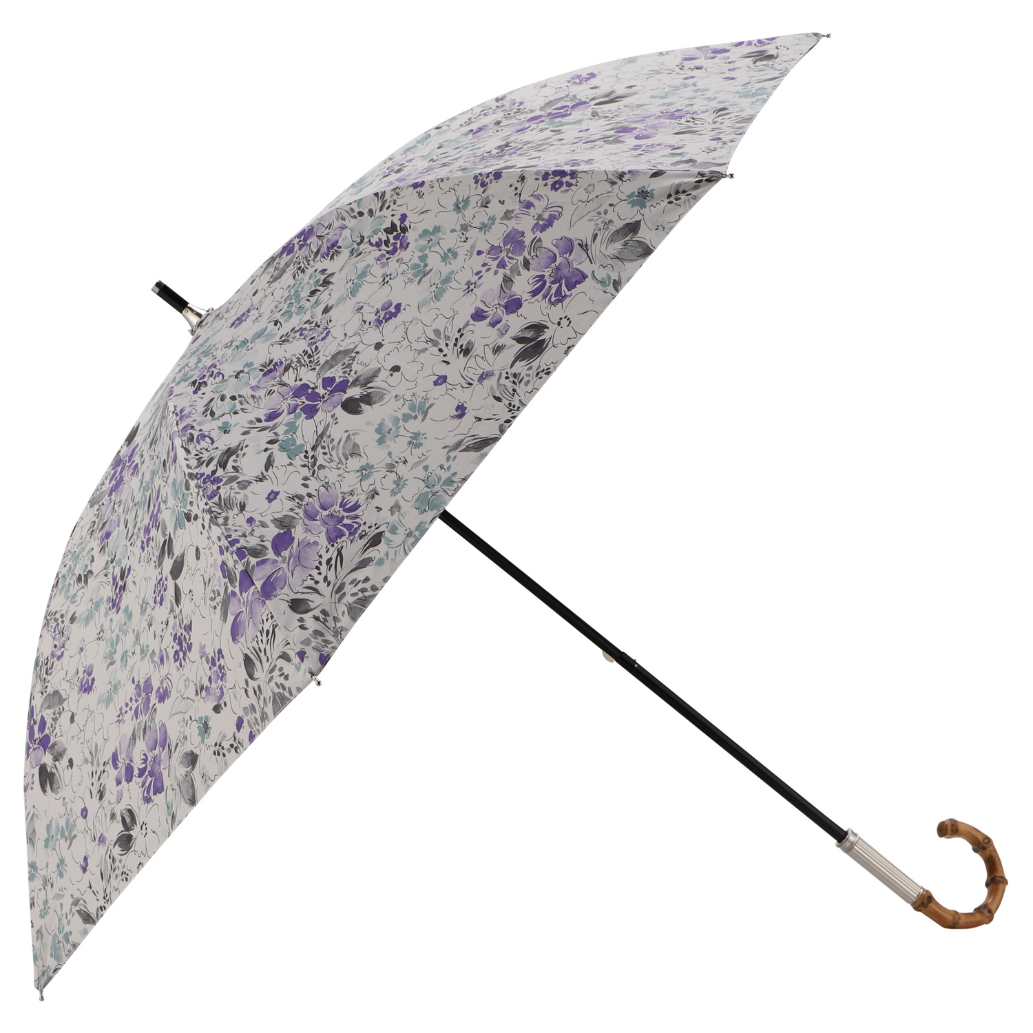 【美品】ジルスチュアート　雨晴兼用　長傘　日傘　雨傘　花柄　ブラック ジル スチュアート JILLSTUART 日傘 遮光 晴雨兼用 ショート傘
