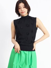 FENNEL/フェンネル FENNEL 立体フラワーモチーフノースリーブニット（black、camel、renga）/508405641