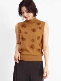 FENNEL/フェンネル FENNEL 立体フラワーモチーフノースリーブニット（black、camel、renga）/508405641