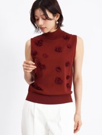 FENNEL/フェンネル FENNEL 立体フラワーモチーフノースリーブニット（black、camel、renga）/508405641