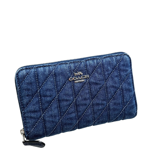 未使用コーチ★長財布 小銭入 ペブルドレザー 濃紺 本革 チェーンIDケース付属 未使用コーチ☆長財布 小銭入 ペブルドレザー 濃紺 本革