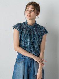 Droite Lautreamont/ドロワット ロートレアモン Droite lautreamont 【WEB限定】カットジャガードチェックプリントブラウス/508406255