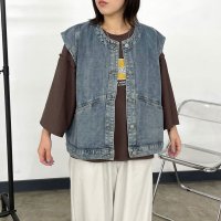 CRB/シーアールビー CRB ノーカラーデニムベスト/508406602