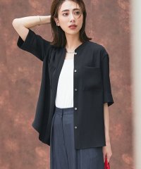 ICB（LARGE SIZE）/【UVカット・防シワ・洗える】ライトダブルクロス バンドカラーブラウス/508406777
