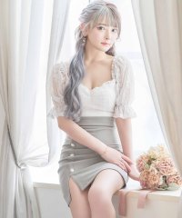 Tika/ティカ Tika キャバドレス レースウエスト切り替えサイドパフスリーブ袖ありタイトミニドレス (Sサイズ～XLサイズ)/508407170