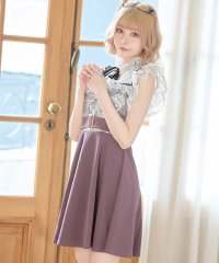 Tika/ティカ Tika キャバドレス フリル袖ハイフラワーネックリボンレースベルトデザインノースリーブフレアミニドレス (Sサイズ～XLサイズ)/508407171