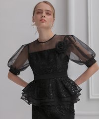 Leja/レジャ Leja ローズペプラムIラインワンピースドレス2点セット美脚効果結婚式 パーティードレス 成人式 二次会 同窓会 お呼ばれ オケージョン 20代 30/508407180
