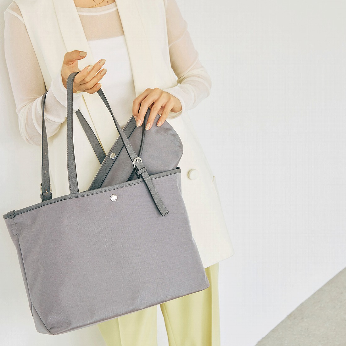 トプカピ　TOPKAPI　Breath トートバッグ グレー/ホワイト トプカピ TOPKAPI 【Breath TOPKAPI】撥水 2way A4 トートバッグ