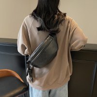 Carpe diem/カルペディエム Carpe diem ダブルポケットPUレザー ボディバッグ ウエストポーチ ショルダーバッグ 男女共用 オルチャン 斜めがけバッグ ペアルック/508407444